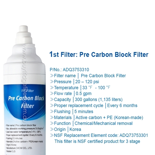 LG  Fridge Filter 3-Tier Filtration Bundle  Part # ADQ73753304  for GP-5D906BSL