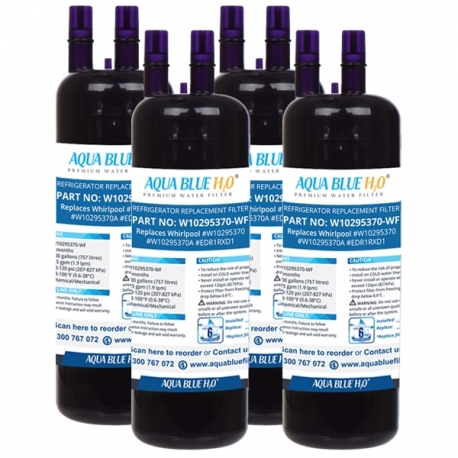 4x Whirlpool W10295370 Filter Refrigerator Water Filter by Aqua Blue H20