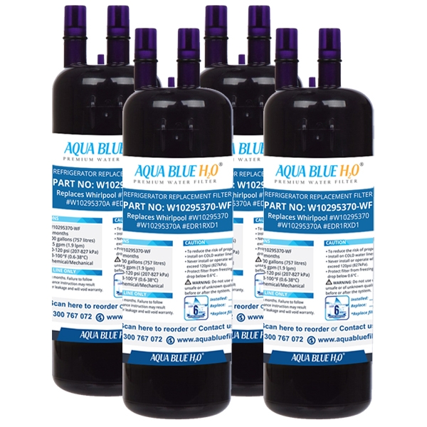4x Whirlpool W10295370 Filter Refrigerator Water Filter by Aqua Blue H20