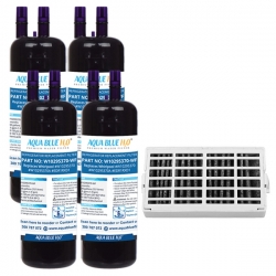 4x Whirlpool W102975370 Replacement Filter + Whirpool Air Filter Set by Aqua Blue H20
