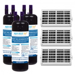 3x Whirlpool W102975370 Replacement Filter + 3x Whirpool Air Filter Set by Aqua Blue H20