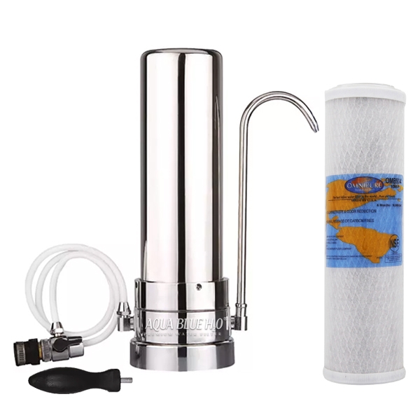 Stainless Steel Counter Top Drinking Water Filter System with Omnipure OMB934 10 Micron Carbon Block